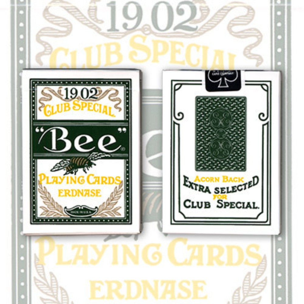 Erdnase 1902 Bee Playing Cards - Green Acorn Back (Cambric Finish) - Limited Edition